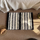 Yeknu  Black White Tufting Bathroom Mat Tufted Stripe Bedroom Living Room Carpet Bedside Rug Bedroom Floor Pad Aesthetic Home Decor
