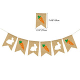 Yeknu  Easte Bunny Burlap Baner Cute Rabbit Carrot Hanging Garland Happy Easter Holiday Party Home Fireplace Wall Decorations Supplies