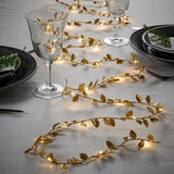 Yeknu 2M 20LED Golden Leaves String Fairy Lights For Wedding Birthday Party Decoration Home Garden Artificial Plant Garland Vine Light