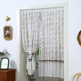 Yeknu  Lace Door Curtain Partition Blind Home Use Semi-Curtain Bedroom Bloing Curtain Entrance High-End ort Curtain Kitchen Hang...