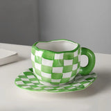 Yeknu 300ML Blue Sky and White Clouds Coffee Cup Tableware Set Hand-painted Ceramic Mug Milk Breakfast Cup Cute Coffee Tableware