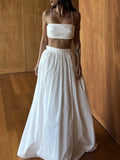 Yeknu  Jastie 100% Cotton Suspender Underwear Half Long Skirt Set Summer Beach Style Sexy Stylish Underwear Skirt Set Women's Clothing