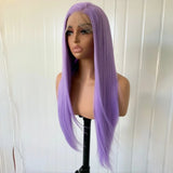 Yeknu  Light Purple Wig Long Silky Straight Synthetic Lace Front Wig Free Part Natural Hairline for Women Daily Party Heat Resistant