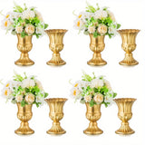 Yeknu  Metal Flower Vase, 9 Inch/6 Inch Metal Flower Pot Artificial Real Flower Vase, Garden Trumpet Flower Pot Table Wedding Decoratio