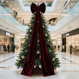 Yeknu  Super Large Red Velvet Christmas Bow Pendant Xmas Tree Bowknot Hanging Ornaments Home Christmas Decorations New Year Party Gifts