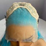 Yeknu   Blue Short Wigs for Women Heat Resistant Short Wave Lace Front Wig Heat Resistant Synthetic Hair Daily Use Cosplay