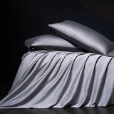 Yeknu  100%Egyptian Cotton Reversible Silver Purple Duvet Cover 4Pcs Luxury Soft Bedding Set Solid Color Duvet Cover Sheet Pillowcases