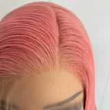 Yeknu  Light Pink Long Silky Straight 13X4 Lace Front Synthetic Wigs for Women Natural Hairline Heat Resistant Fiber Party Cosplay Use