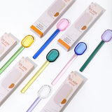 Yeknu  Stained Glass Spoon Dessert Ice Cream Milk Long Handled Spoon Coffee Soup Stirring Spoon High boric acid heat and cold resistanc