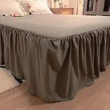 Yeknu  Pink Ruffled Seersucker Duvet Cover Set 3/4pcs Soft Lightweight Down Alternative Grey Bedding  with Bed Skirt and Pillowcases