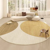 Yeknu  Beige Round Large Size Carpet Cream Style Bedroom Carpets Minimalist Lines Home Dedicated Rug Stripe Design Luxury Rugs Alfombra