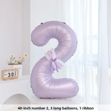 Yeknu  40-Inch Number Balloons for Birthday Photoaphy Props Boys Girls One Year Old Creme Purple Decorative Scene Arrangement