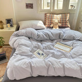 Yeknu Striped Bedding Set Ins Korean Duvet Cover Set Flat Sheets Set With 2 Pillowcases Single Twin Full Queen Size Bed Linen Set