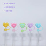 Yeknu  1PC Silicone Heart Straw Covers Reusable Star Straw Toppers Drinking Caps Straws Stopper for Stanley 10mm Tumbler Accessories