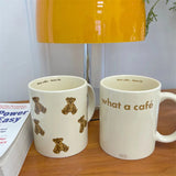 Yeknu Ins style teddy bear water cup, female design, niche retro mug