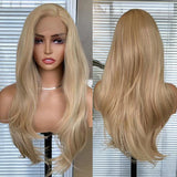 Yeknu   Mix Blonde Lace Front Wig Long Natural Wave Synthetic Hair 13x4 Glueless Daily Wear Cospaly Wigs Natural Hairline