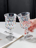 Yeknu  Elegant Glass Champagne Cup Creative Painted High Foot Red Wine Glass Pair Gift Women's Style French Aesthetic High Value