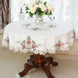 Yeknu  New Lace Tablecloth Pastoral round tablecloth Dining table cloths Home Embroidery table cover rose gold decoration house towel