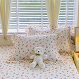 Yeknu 100% Cotton 2pcs Flower Prints Ruffles Pillowcases 48x74cm Sizes Cushion Cover for Bed Floral Style Adults Kids Pillowslip 베개커버