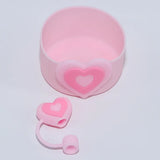 Yeknu  1PC Silicone Heart Straw Covers Reusable Star Straw Toppers Drinking Caps Straws Stopper for Stanley 10mm Tumbler Accessories