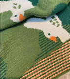 Yeknu Cartoon Bird Knitted Blanket Office Shawl Nap Blanket Simple Modern Air-conditioning Blanket Casual Sofa Towel Blanket