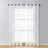 Yeknu  2 Panels Sheer Curtains Embroidered Window Voile Drapes for Living Room Grommet Top Solid Lightweight for Bedroom Home Decor
