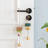 Yeknu  Nordic Wood House Wind Chime Handmade Hanging Bell Door Handle Wall Kids Room Decorations Garden Home Office Nursery Decor