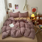 Yeknu  New plaid printing retro cloud double-layer yarn four-piece set, bedding, student dormitory single 3-piece set