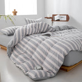 Yeknu  Pink striped bedding four-piece set duvet cover bed sheet with pillowcase 220x240 queen king size four seasons universal