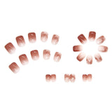 Yeknu  24pcs Short False Nail Gradient Color With Glitter Sequins Design Fake Nails Patch Full Cover Artificial Acrylic Nail Tips