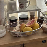 Yeknu  Stainless Steel Oval Vegetable Washing Basket, Drain Basket  Fruit Snack Basket Plate Mesh Frame, mesh screen, kitchen quick