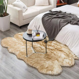 Yeknu  White Faux Fur Sheepskin Rug, 4x6 Feet, Soft Fluffy Area Rug for Bedroom, Living Room, Nursery with Brown Tips