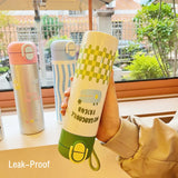 Yeknu  460ml Cartoon Stainless Steel 316 Vacuum Flask With Straw Leak-Proof Double Drink Kids Student Water Bottle Travel Tumbler