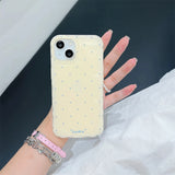 Yeknu Korean Cute Polka Dot Macron Color Phone Case For iPhone 16 15 14 13 12 Pro Max Trendy Aesthetic Anti Knock Soft Back Cover