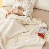 Yeknu solid color waffle double-layer composite blanket, soft waxy stroking cats blanket summer quilt air-conditioning blanket