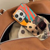 Yeknu  Retro Leopard Pattern Stitching Phone Case For iPhone 16 Pro Max 15 14 13 12 11 XS X XR 7 8 Plus SE Shockproof Bumper Cover