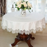 Yeknu  New Lace Tablecloth Pastoral round tablecloth Dining table cloths Home Embroidery table cover rose gold decoration house towel