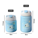 Yeknu  260ml/360ml Cute Stainless Steel 316 Thermal Flask With Straw Leak-Proof Mini Fashion Student Kids Thermal Bottle Travel Tumbler