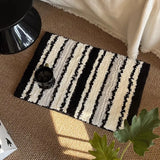 Yeknu  Black White Tufting Bathroom Mat Tufted Stripe Bedroom Living Room Carpet Bedside Rug Bedroom Floor Pad Aesthetic Home Decor