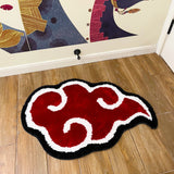 Yeknu  Japanese Anime Red Cloud Doormat Mat Anti-Slip Kitchen Bedroom Handmade Tufted Rug Carpet Living Room Entrance Rug Home Decor