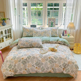 Yeknu  Floral Printed Duvet Cover 1Piece- 100% Cotton Luxury Bedding, Pre-Washed for Softness, for Bedroom Decor - Zipper Closure