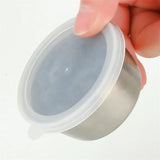 Yeknu  304 Stainless Steel Sauce Seasoning Container 40ml Sauce Cup Silicone Cover Leak-proof Salad Dipping Dish Small Storage Box