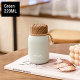 Yeknu  220ml Mini Wood Lid Stainless Steel 304 Thermal Flask Fashion Portable Pocket Coffee Tea Thermal Water Bottle Tumbler