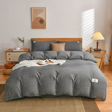 Yeknu  100% Cotton Bedding Quilt Cover Set with Pillowcase Japan Style Grid  Housse De Couette 220x240 Duvet Cover Set King Size