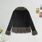 Yeknu  Vintage Patchwork Women's Faux Fur Coat Urban Full Sleeve Elegant Thicken Female Jacket Autumn Winter Lady Streetwear