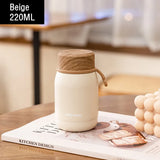 Yeknu  220ml Mini Wood Lid Stainless Steel 304 Thermal Flask Fashion Portable Pocket Coffee Tea Thermal Water Bottle Tumbler