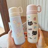 Yeknu  500ml Fashion Cartoon Stainless Steel 316 Vacuum Flask With Straw Portable Girl Student Thermos Mug Travel Tumbler