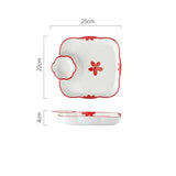 Yeknu  Ceramic Lace Dumpling Dinner Plate, Children Snacks Dessert Afternoon Tea Tableware, Desktop Decorations, Home Goods Plates, 1Pc