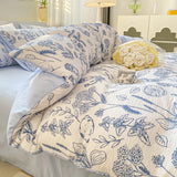Yeknu  Korean Style Seersucker  Washed cotton Bedding Set  Girls Twin Queen Size Duvet Cover   Bed Linens Kids Fashion