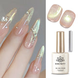 Yeknu  15ml Aurora Glitter Gel Nail Polish Iridescent Pearl Shimmer Effect Soak Off UV LED Manicure Varnishes